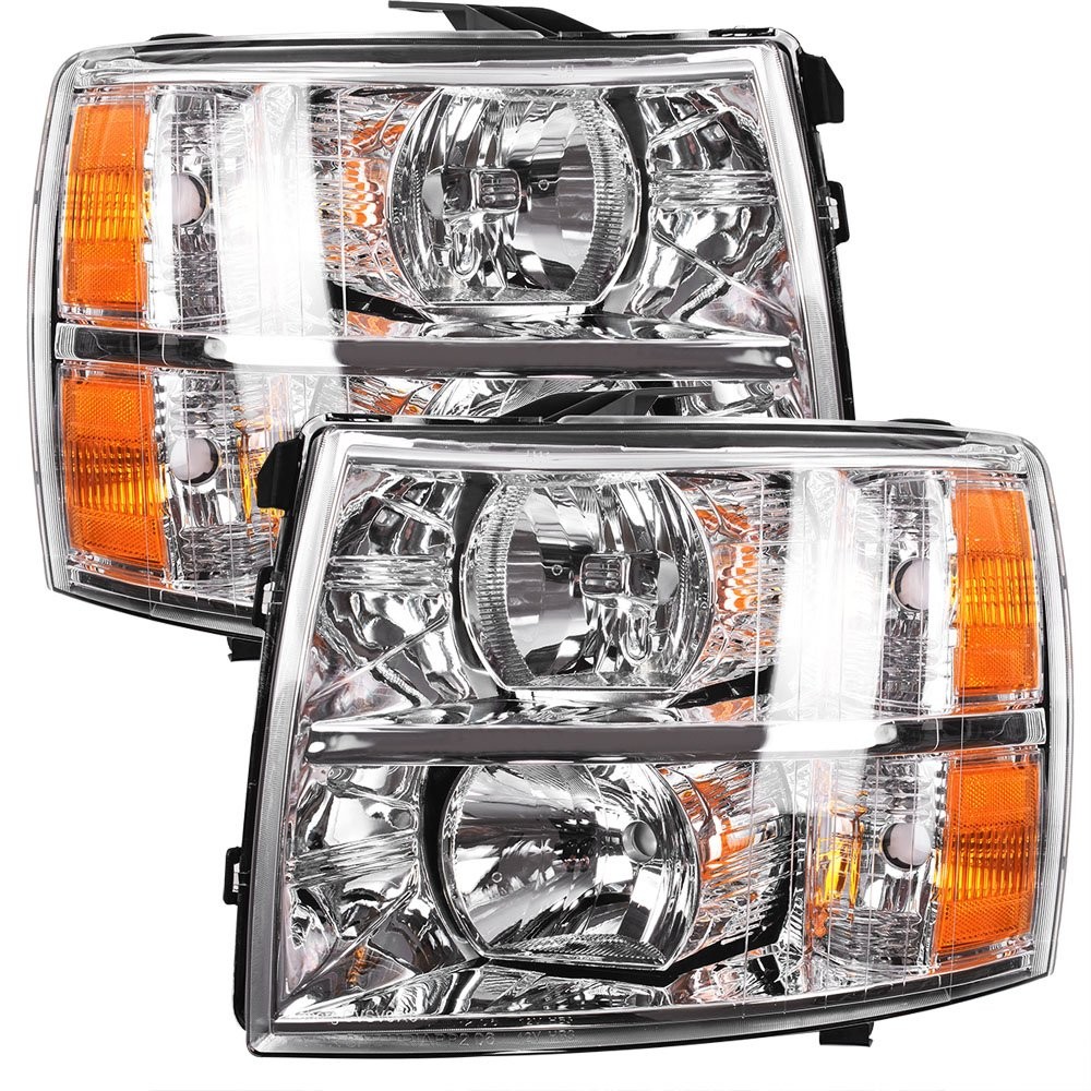 For 2007-2014 Chevy Silverado1500 2500HD 3500HD Left+Right Headlights Headlamps