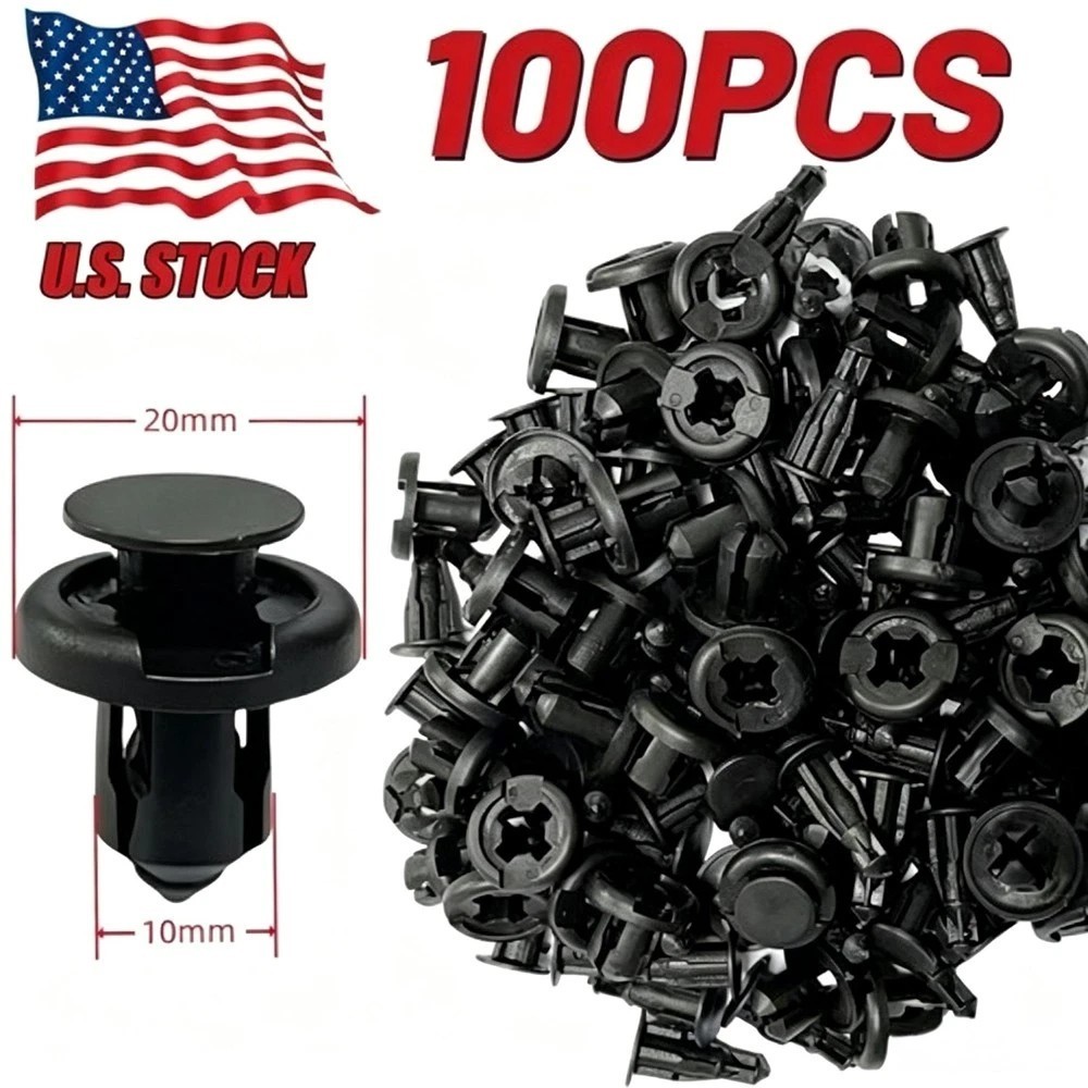 100Pcs For Honda Bumper Clips Hood Fender Push Rivets Retainer Fasteners 10mm--