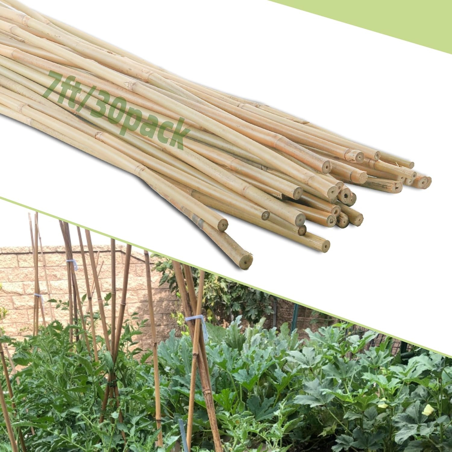30Pcs / 7Ft Bamboo Plant Stakes for Indoor Outdoor Plants, Garden Plant Support 30Pcs / 7Ft Bamboo Plant Stakes for Indoor Outdoor Plants, Garden Plant Support