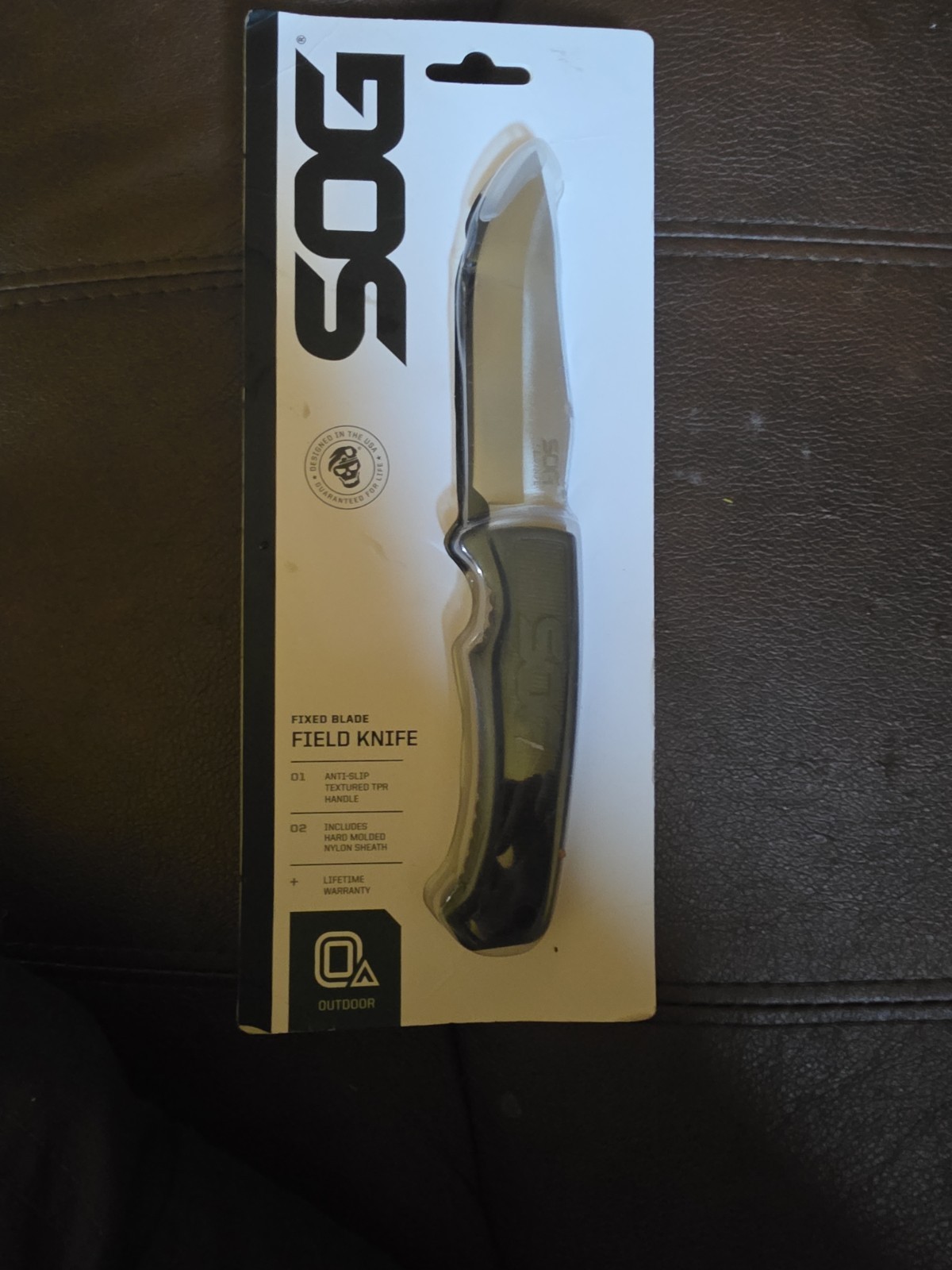 SOG Field Fixed Blade Knife 7Cr17MoV Steel Full Tang w/ Sheath Black TPR 4\ SOG Field Fixed Blade Knife 7Cr17MoV Steel Full Tang w/ Sheath Black TPR 4\