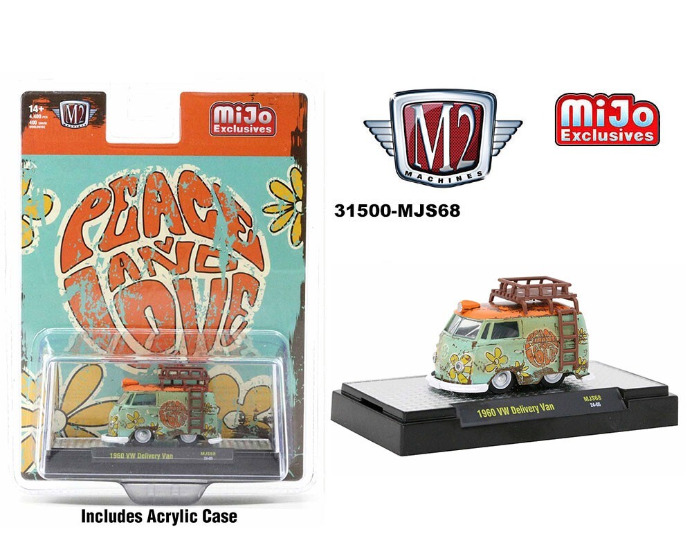 M2 Machines 1:64 1960 Volkswagen Delivery Peace & Love Weathered 31500-MJS68 M2 Machines 1:64 1960 Volkswagen Delivery Peace & Love Weathered 31500-MJS68
