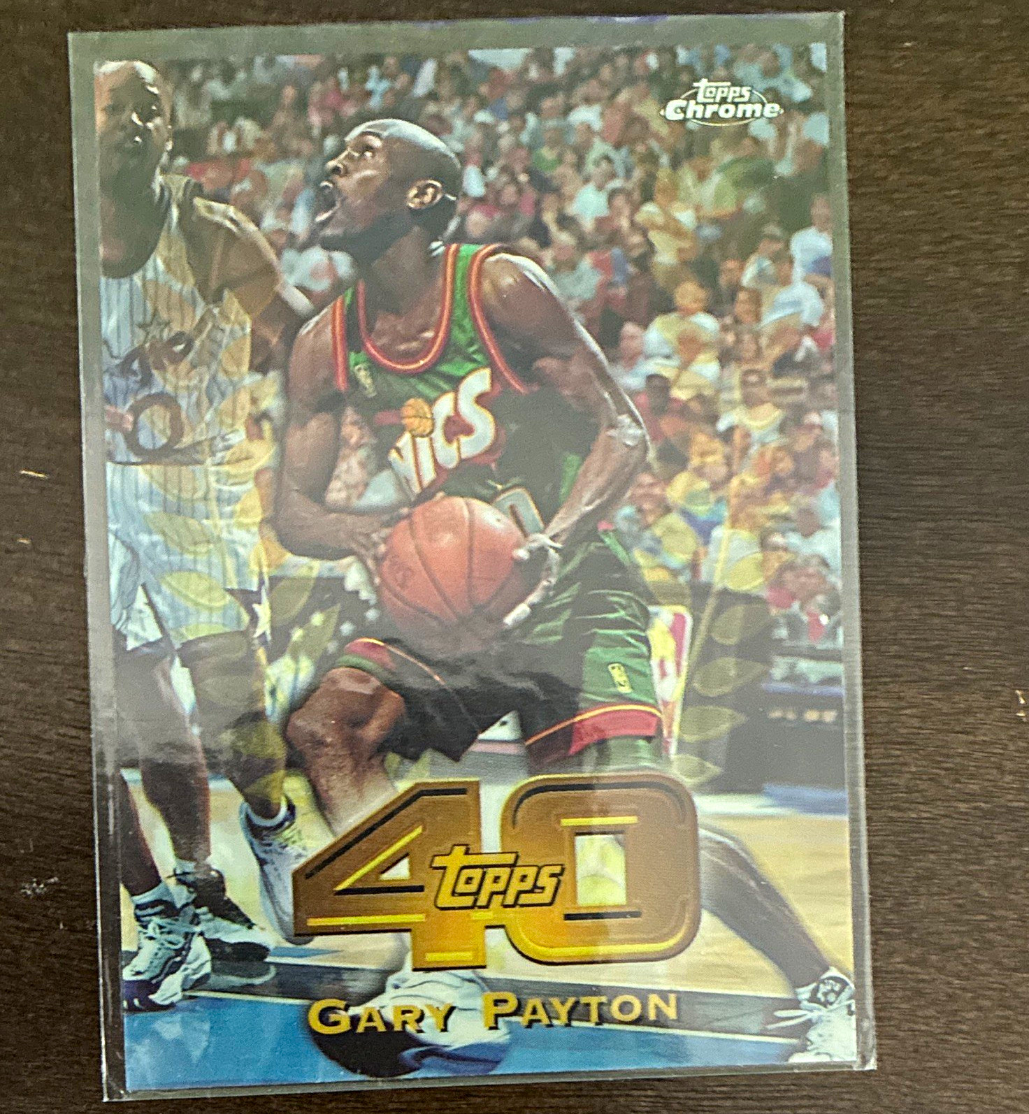 Topps 1997-98 Topps Chrome Topps 40 Gary Payton Sonics #T40-9 Refractor Topps 1997-98 Topps Chrome Topps 40 Gary Payton Sonics #T40-9 Refractor