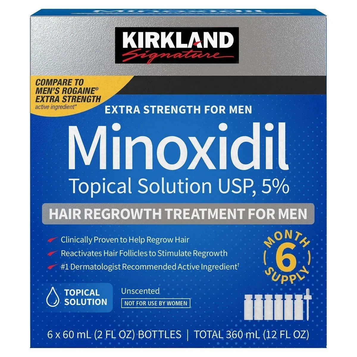 Kirkland Minoxidil 5% Extra Strength Men 6 Month Supply Hair Regrowth