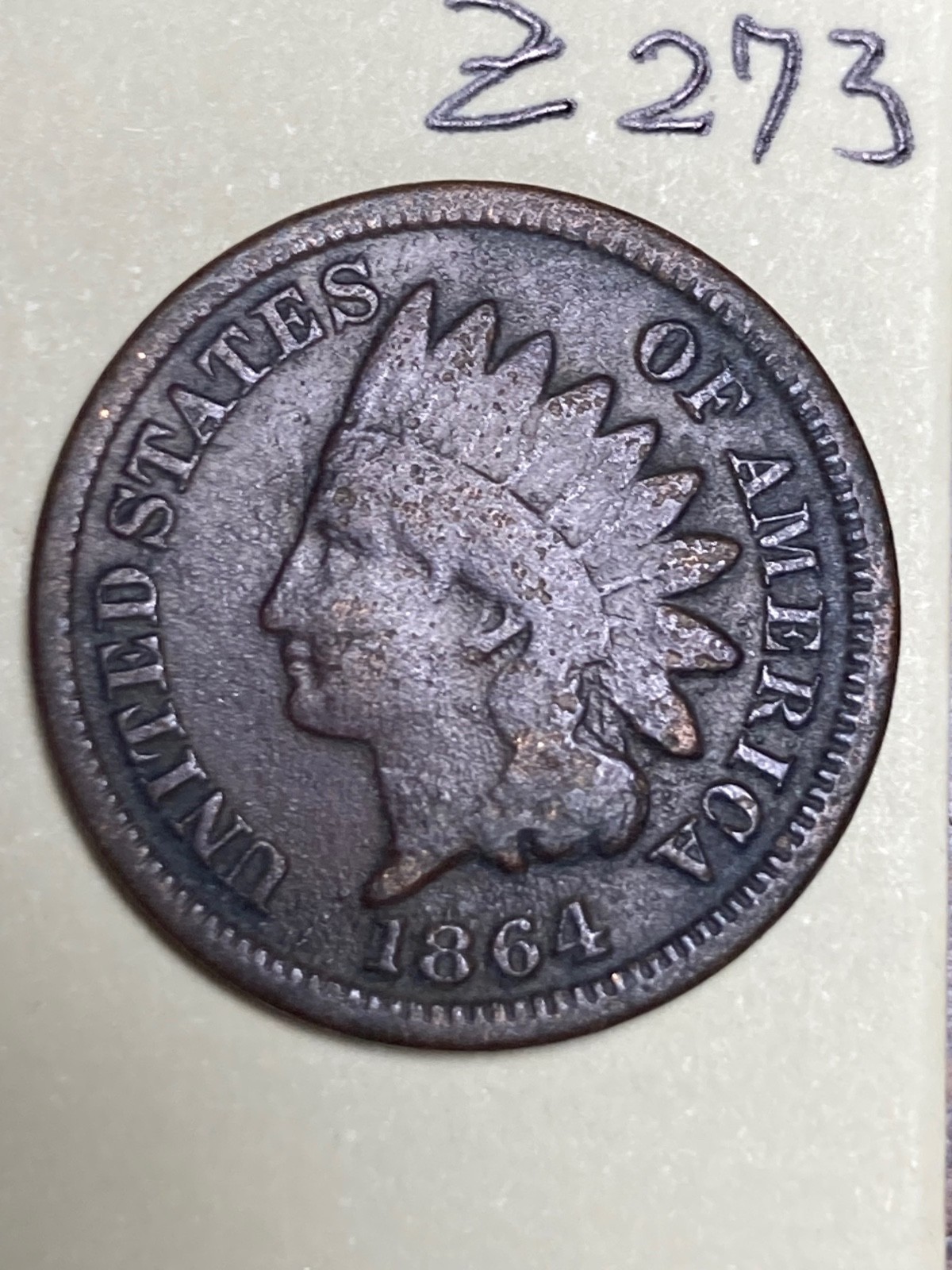 1864 Indian cent, coin #Z273 1864 Indian cent, coin #Z273