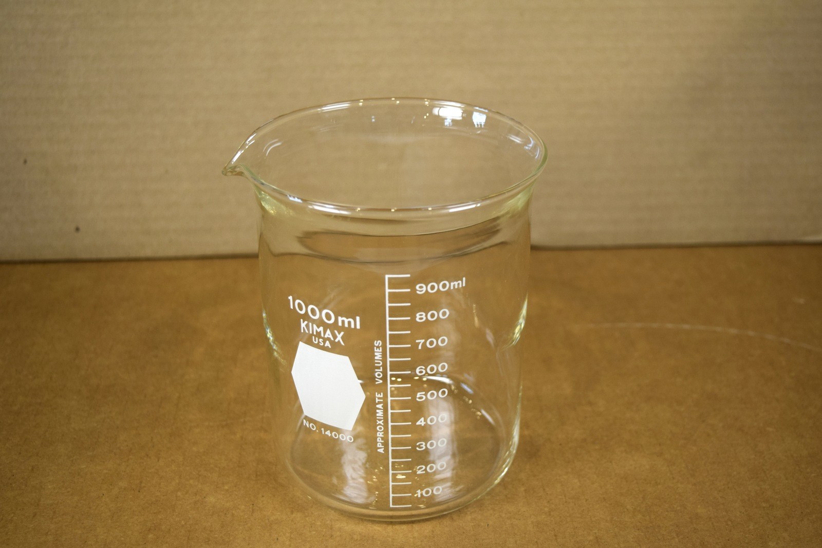 Vintage Kimble Kimax 14000 Beaker 1000mL Heavy Duty Pour Spout Graduated USA Vintage Kimble Kimax 14000 Beaker 1000mL Heavy Duty Pour Spout Graduated USA