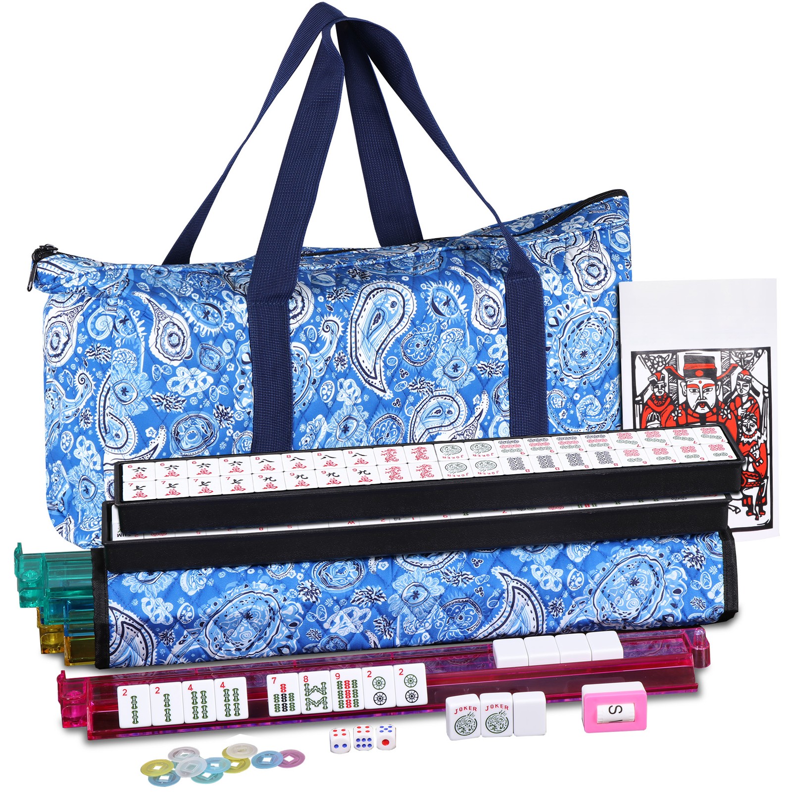 New - American Mahjong Set 166 Premium White Tiles 4 All-in-One Rack/Pushers New - American Mahjong Set 166 Premium White Tiles 4 All-in-One Rack/Pushers