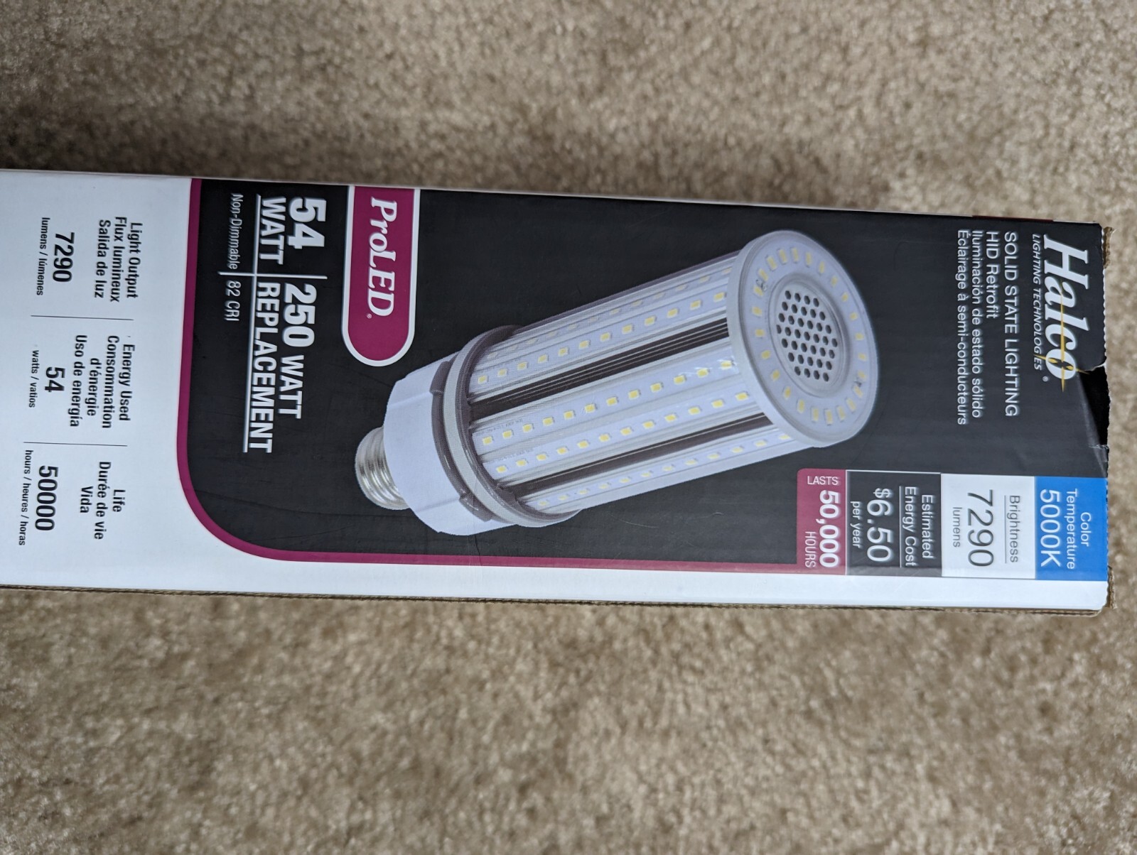HALCO 84317 PROLED 250 Watt Replacement 54W HID54/850/EX39/LED3 *NEW IN BOX*