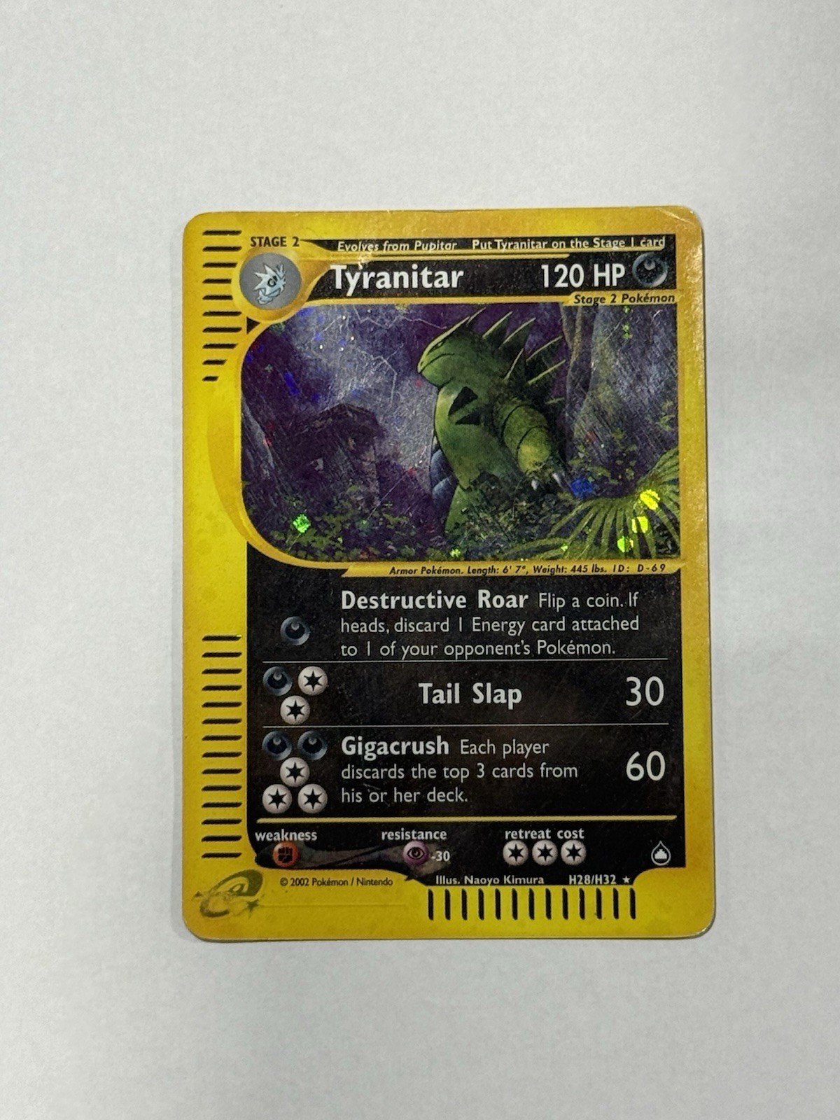 Tyranitar Base Holo Rare Pokemon TCG H28/H32 120 HP 2002 Tyranitar Base Holo Rare Pokemon TCG H28/H32 120 HP 2002