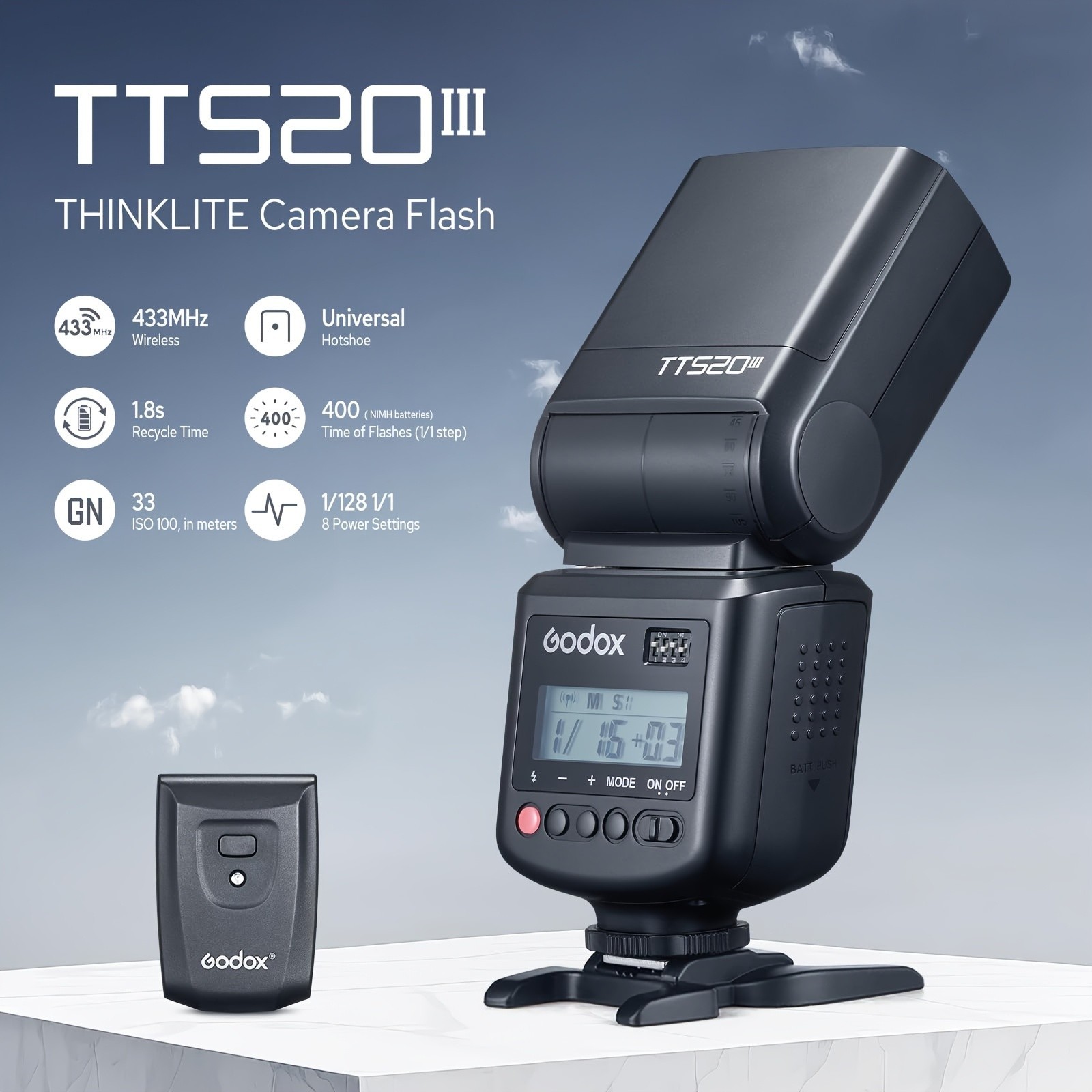 GODOX TT520III Camera Flash - Speedlite, Built-in Receiver and RT Transmitter GODOX TT520III Camera Flash - Speedlite, Built-in Receiver and RT Transmitter