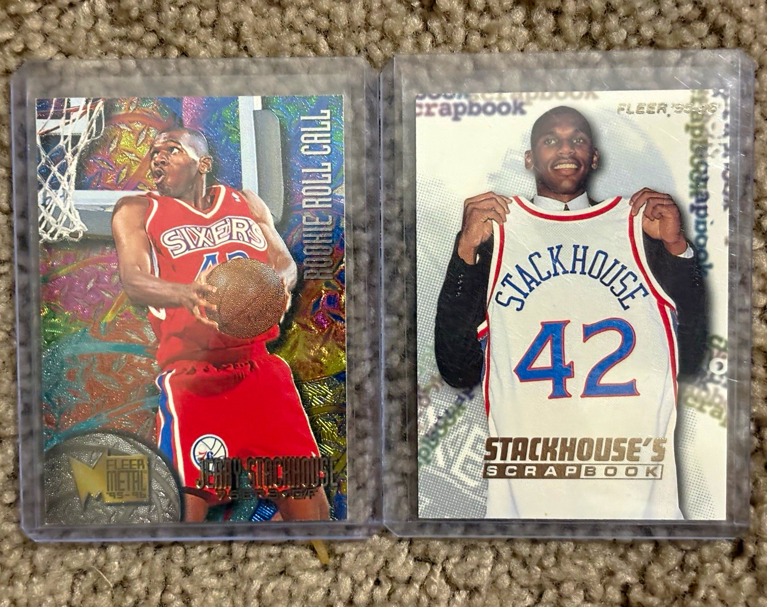 Fleer 1995-96 Rookie Jerry Stackhouse 76ers 2-Card ROOKIE Lot Roll Call R-8 S-2 Fleer 1995-96 Rookie Jerry Stackhouse 76ers 2-Card ROOKIE Lot Roll Call R-8 S-2