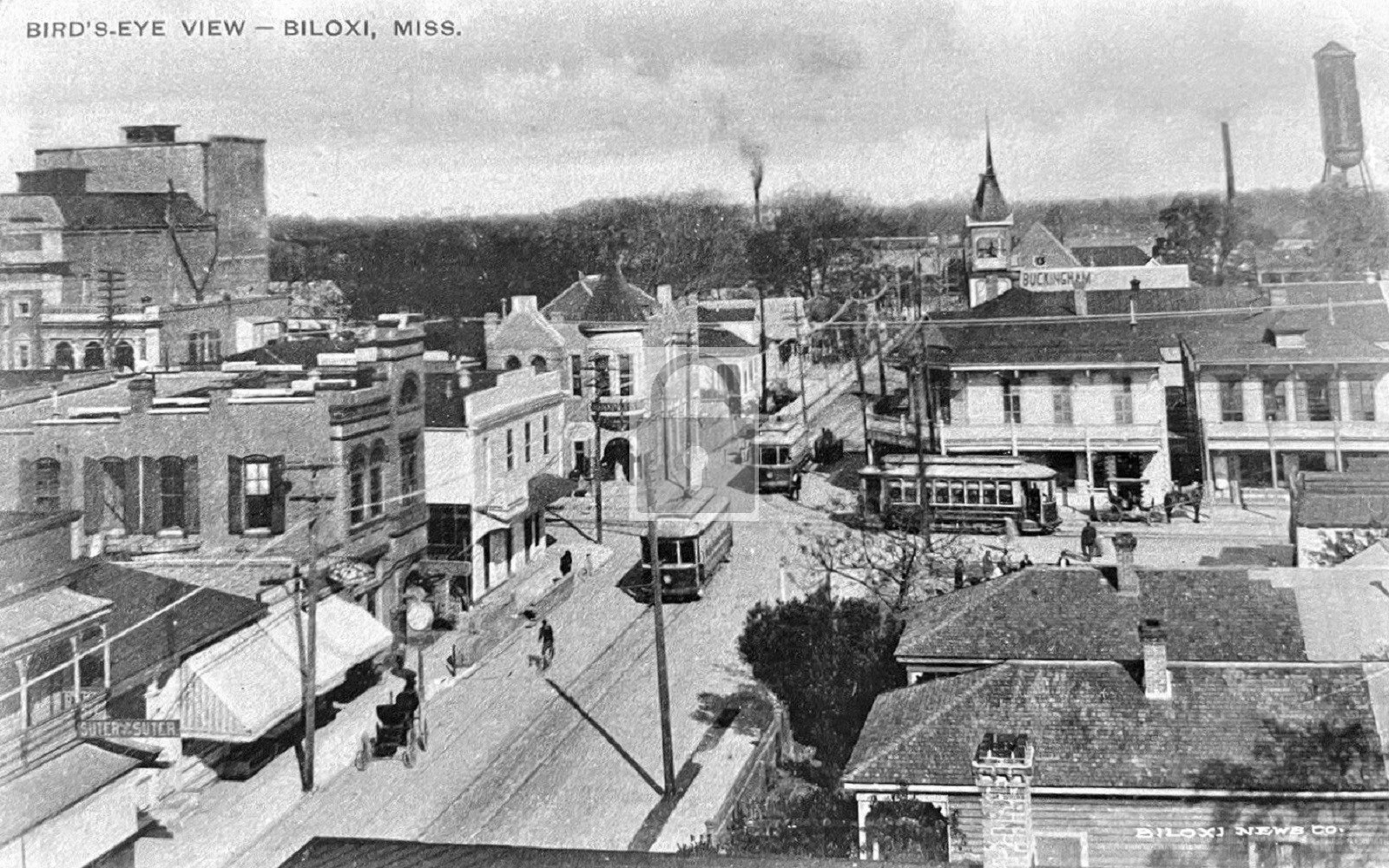 Birds Eye View Trolley Cars Biloxi Mississippi MS - Reprint Birds Eye View Trolley Cars Biloxi Mississippi MS - Reprint
