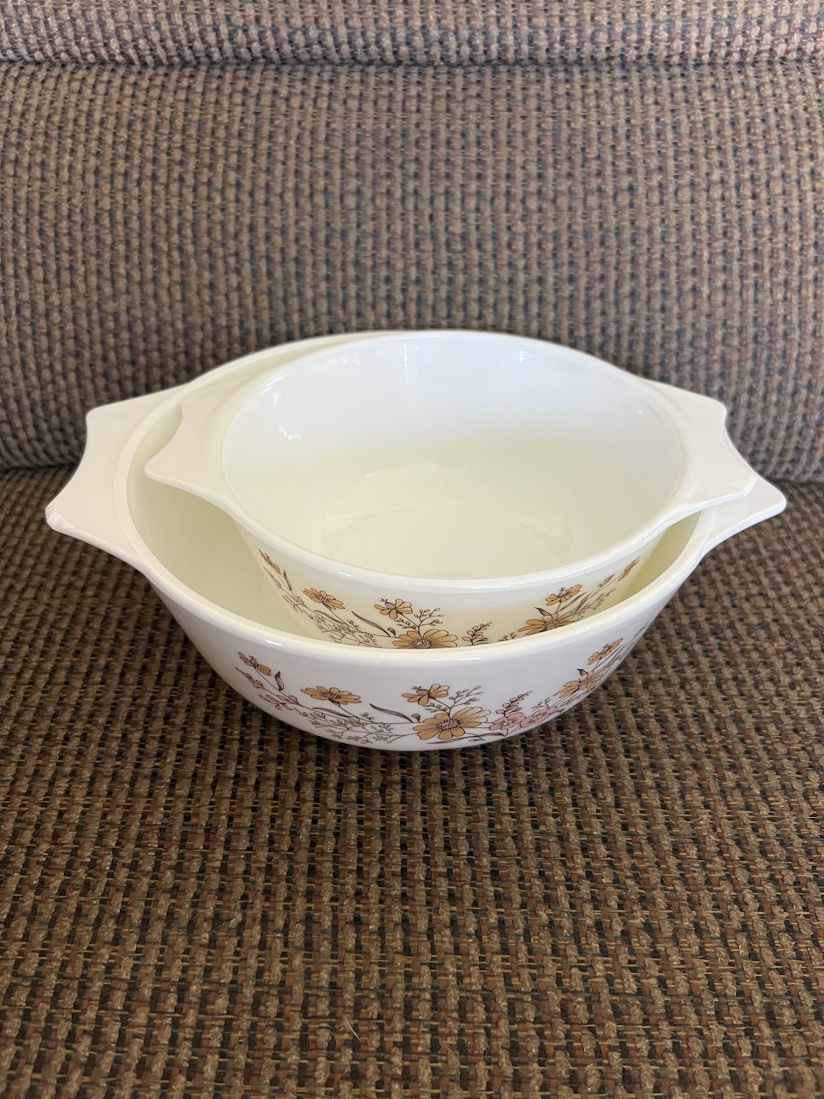 Set Of 2 Vintage Pyrex England Woodland Country Autumn Casseroles Bowls FLAW