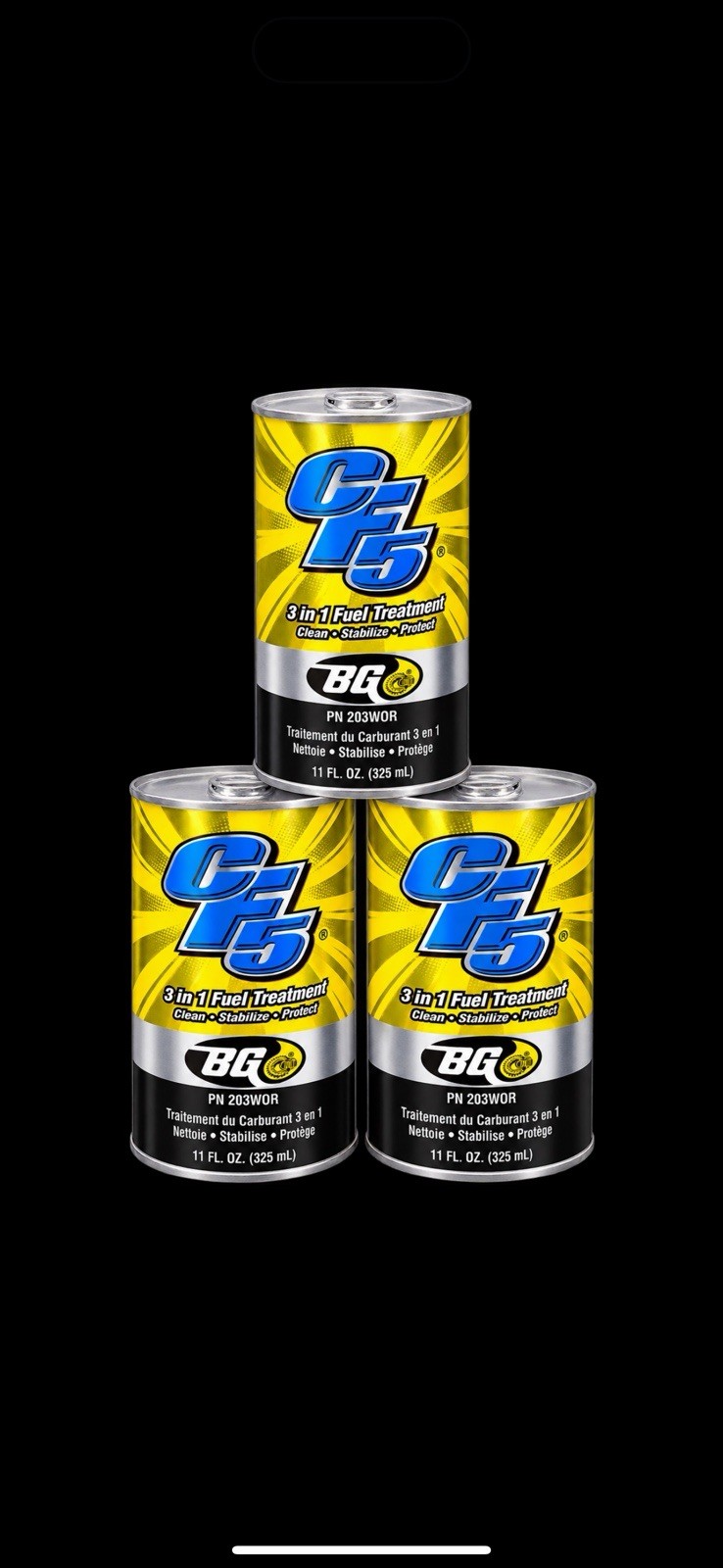BG CF5 3-in-1 Fuel Treatment - 11 fl oz- Pack of 3 Cans 