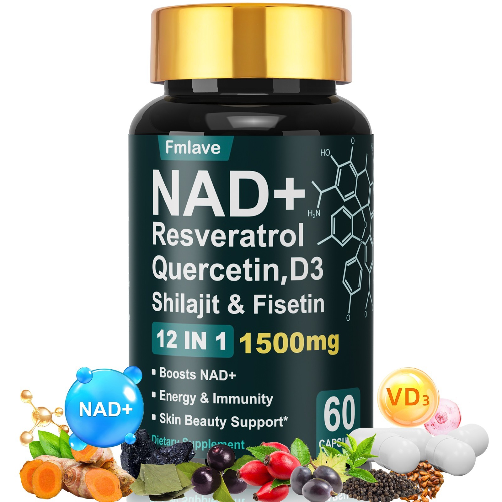 NAD+ Supplement Premium Nicotinamide Riboside & Resveratrol 1500mg, DNA Repair NAD+ Supplement Premium Nicotinamide Riboside & Resveratrol 1500mg, DNA Repair