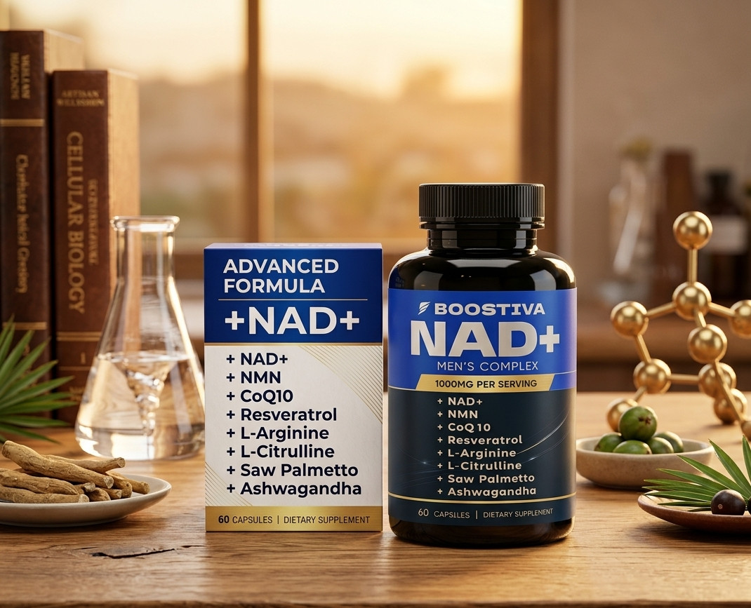 Boostiva NAD+ Supplement for Men CoQ10 Resveratrol Lycopene Anti Aging 60 Caps