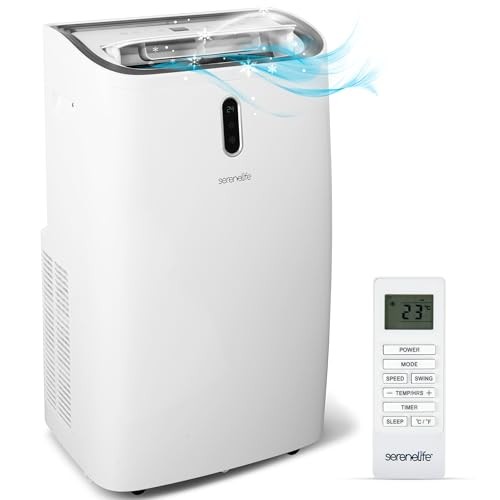 PORTABLE AIR CONDITIONER, 14000 BTU (ASHRAE) COMPACT HOME A/C COOLING SERENELIFE