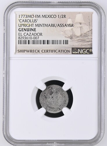 1773 MO FM MEXICO CAROLUS UPRIGHT MINTMARK/ASSAYER 1/2 REAL Shipwreck EL CAZADOR