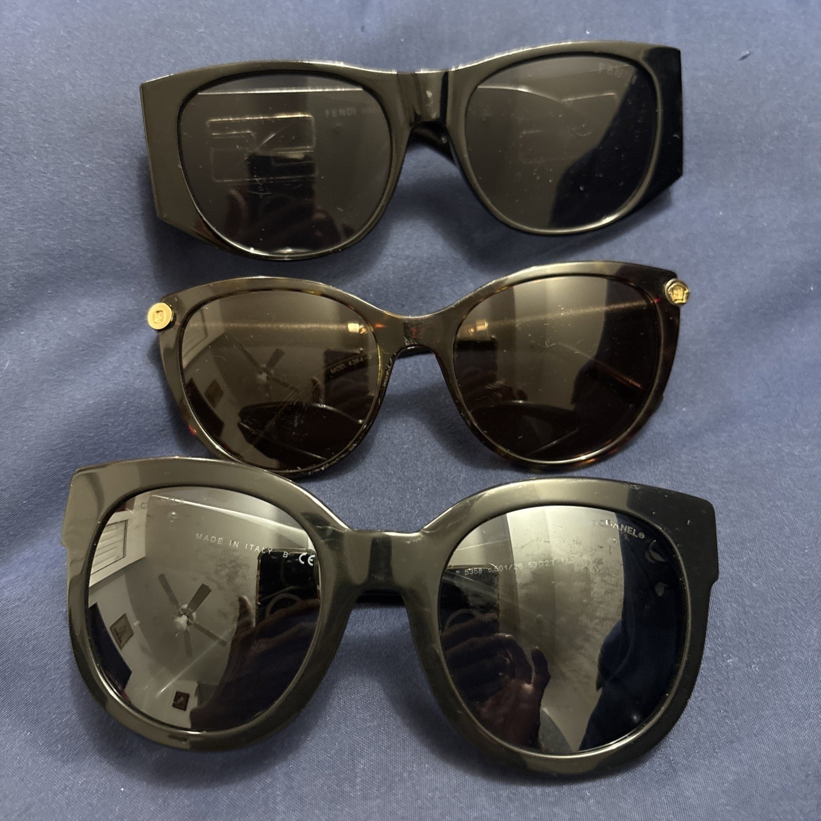 Designer Sunglasses Lot of 3 Chanel 5358 Versace 4364 -Q & Vintage Fendi FF Logo