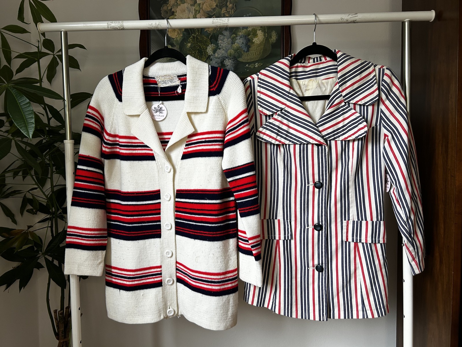 LOT 1960\'s Vintage Red, White, & Blue Stripe Jackets LOT 1960\'s Vintage Red, White, & Blue Stripe Jackets