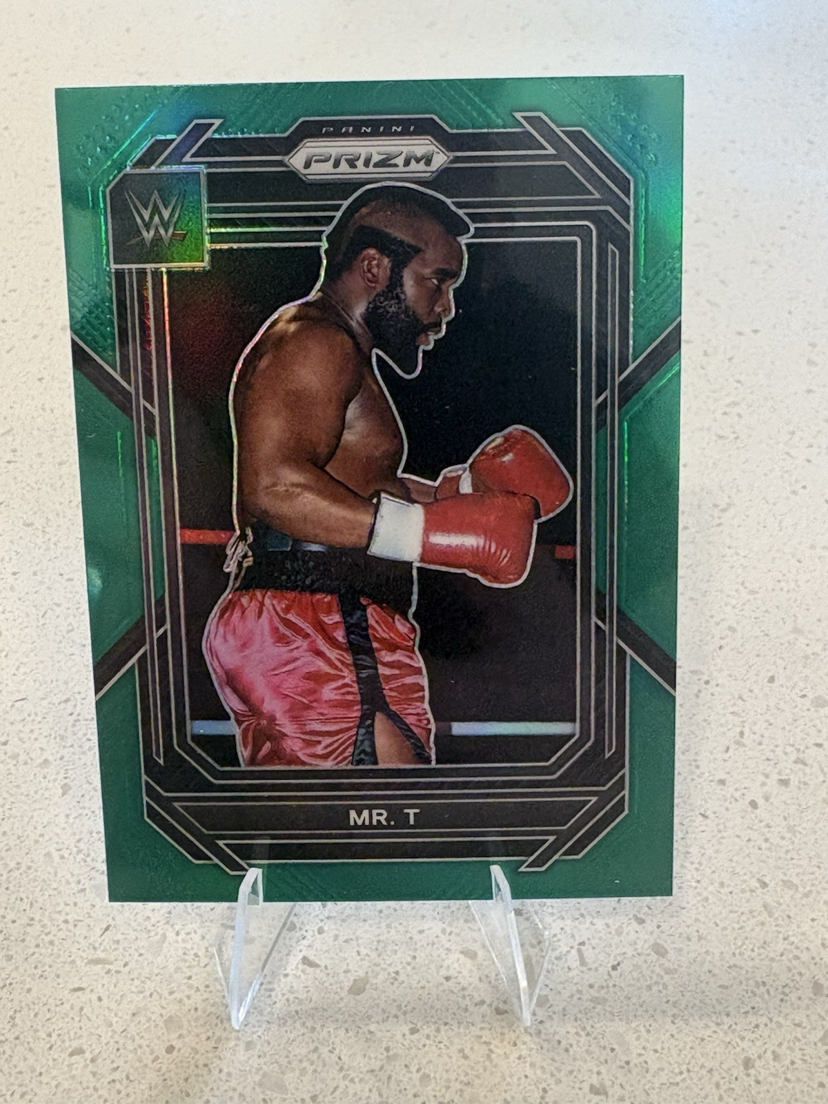 Panini 2023 Prizm WWE Mr. T #130 Green Prizm Parallel Trading Card Panini 2023 Prizm WWE Mr. T #130 Green Prizm Parallel Trading Card