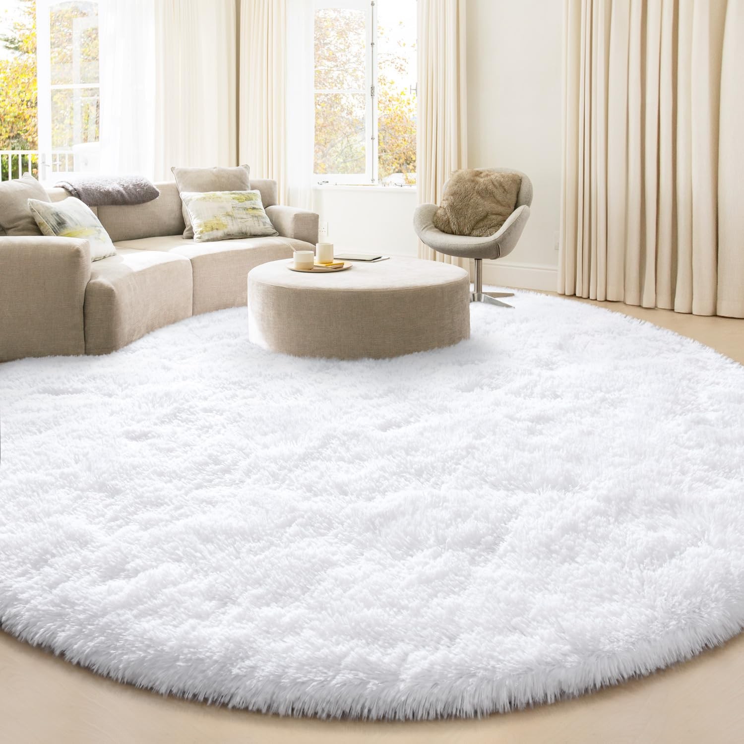 KIXINWA Large Round Area Rug Living Room, 6x6 Fluffy Soft Circle Rugs Bedroom KIXINWA Large Round Area Rug Living Room, 6x6 Fluffy Soft Circle Rugs Bedroom