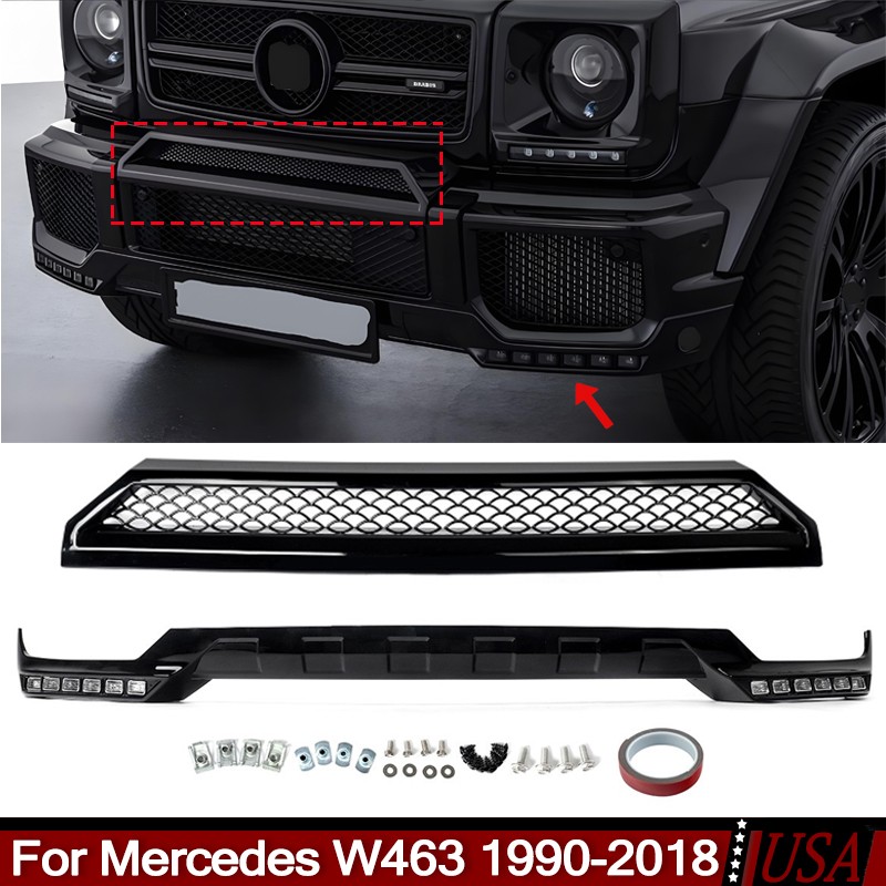 Front Bumper Grille Lip Splitter Grill For Mercedes Benz W463 G63 1990-18 Black Front Bumper Grille Lip Splitter Grill For Mercedes Benz W463 G63 1990-18 Black