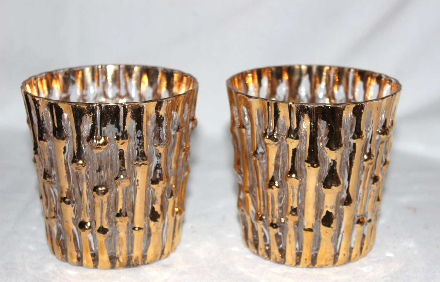 Pair Vintage MID CENTURY Imperial 22K Gold Bambu Bamboo Rocks Glass Tiki bar MCM Pair Vintage MID CENTURY Imperial 22K Gold Bambu Bamboo Rocks Glass Tiki bar MCM