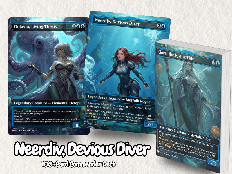Neerdiv, Devious Diver Anime Waifu MTG Proxy EDH Deck | 100 Cards + Tokens