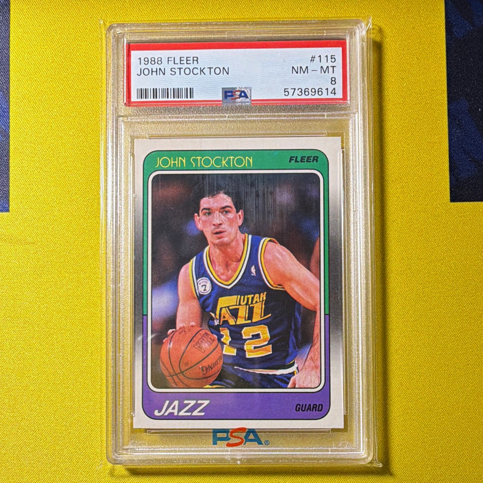 1988-89 Fleer - John Stockton #115 (RC) Utah Jazz PSA 8 NM-MT 1988-89 Fleer - John Stockton #115 (RC) Utah Jazz PSA 8 NM-MT