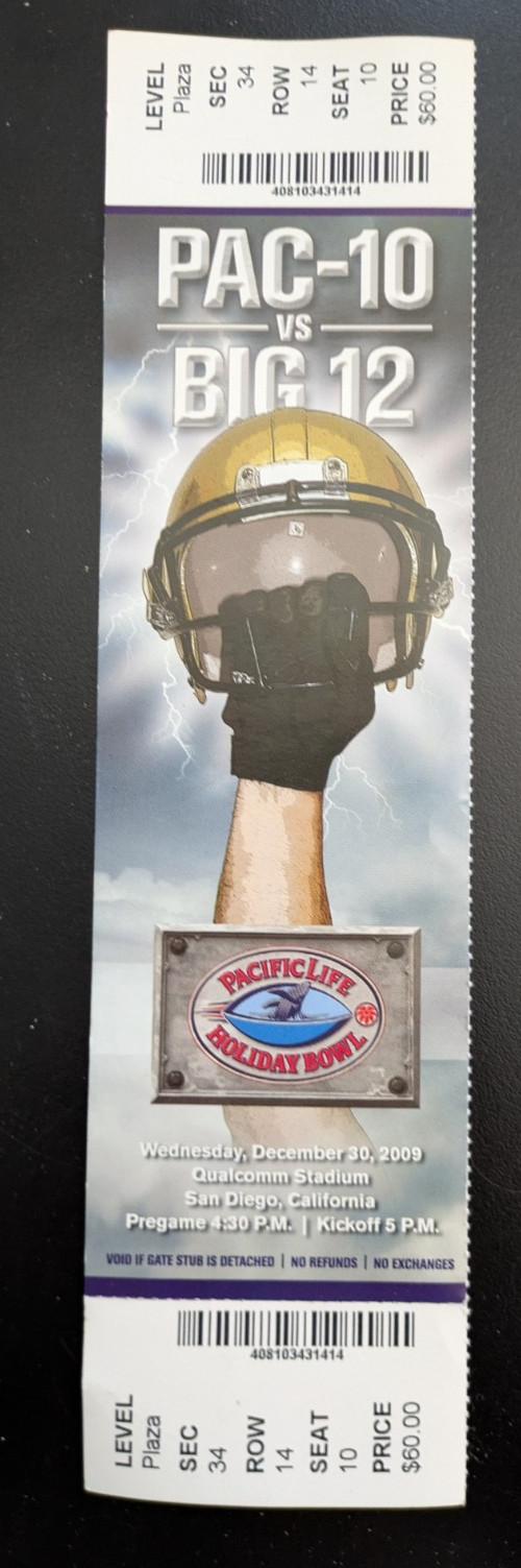 2009 Holiday Bowl ticket - Arizona vs. Nebraska - 12/30/2009 2009 Holiday Bowl ticket - Arizona vs. Nebraska - 12/30/2009