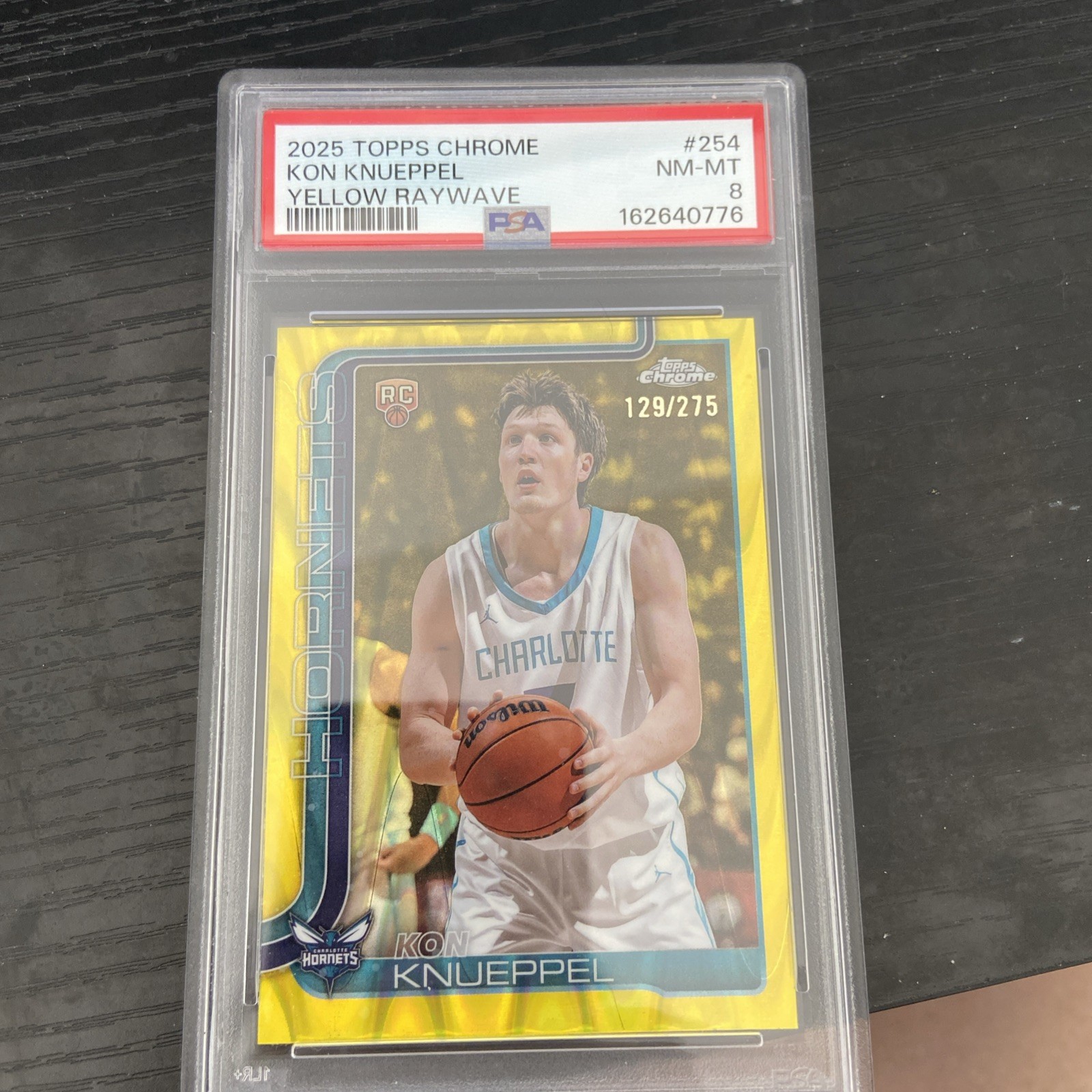 2025-26 Topps Chrome Kon Knueppel RC RayWave Yellow Refractor #/275 PSA 8 2025-26 Topps Chrome Kon Knueppel RC RayWave Yellow Refractor #/275 PSA 8