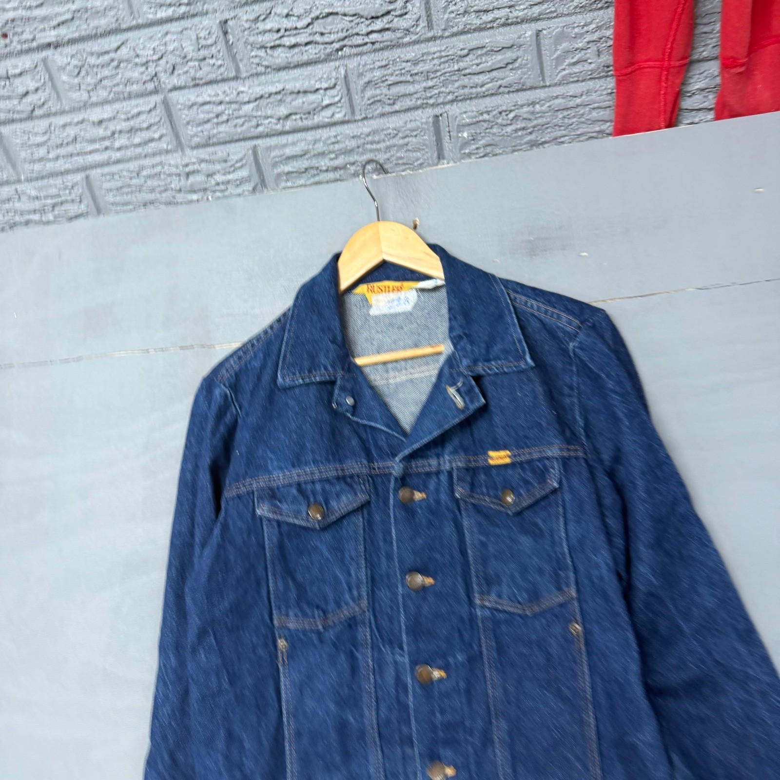 Rustler Mens Vintage Denim Trucker Jacket 13 oz Cotton Dark Wash Blue 79300PW M