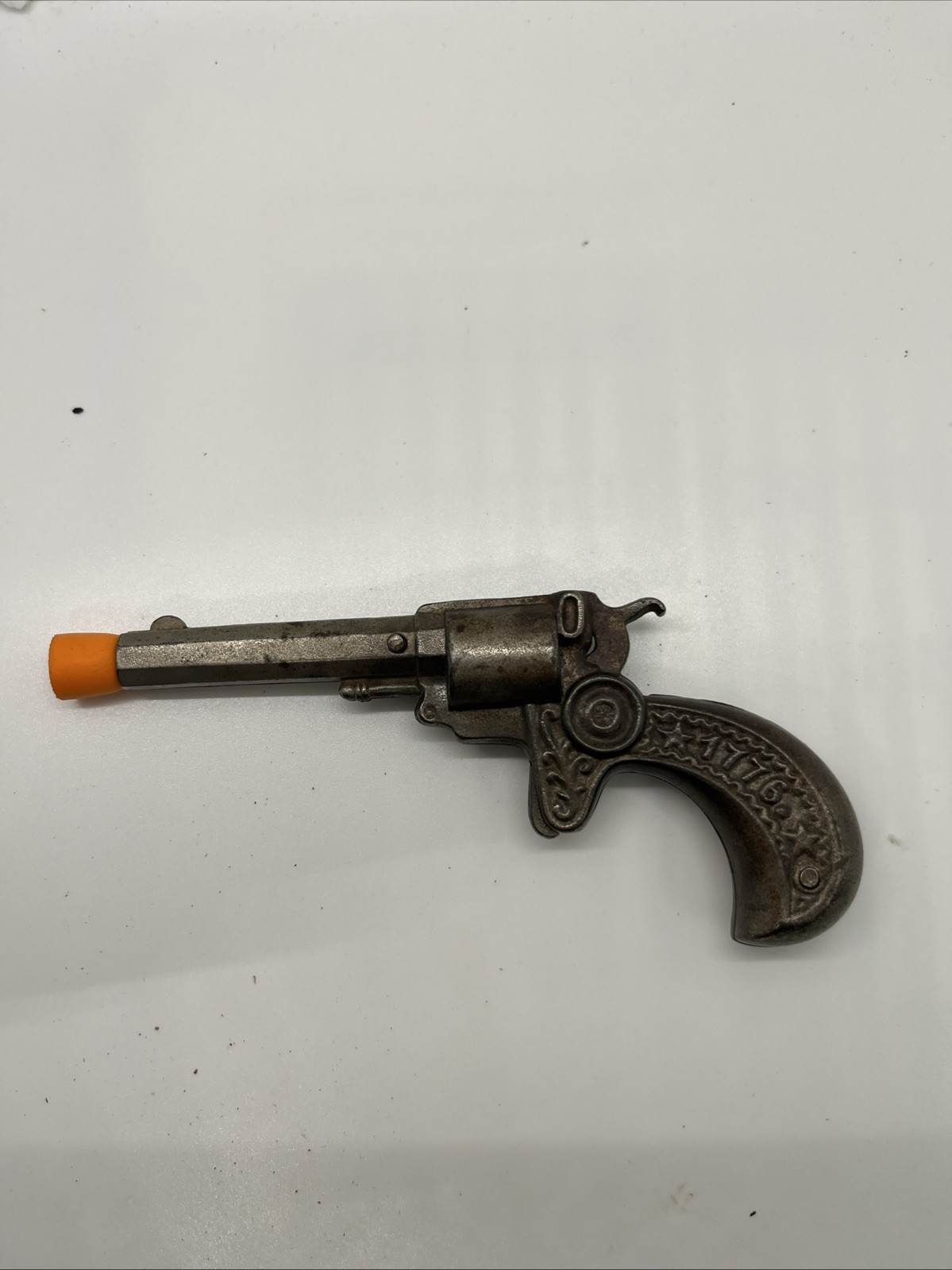 Antique 1876 Centennial Cast Iron Toy Cap Gun Pistol - J. & E. Stevens - WORKING