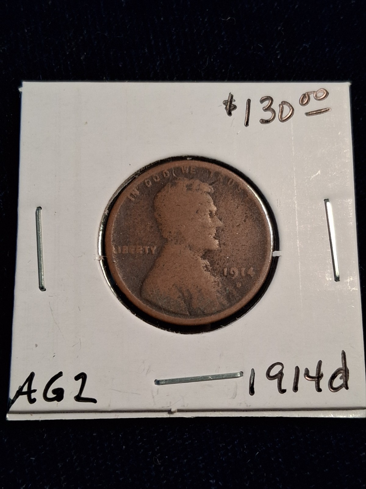 1914d Lincoln Wheat Cent - Hard Date (Lot #6421)