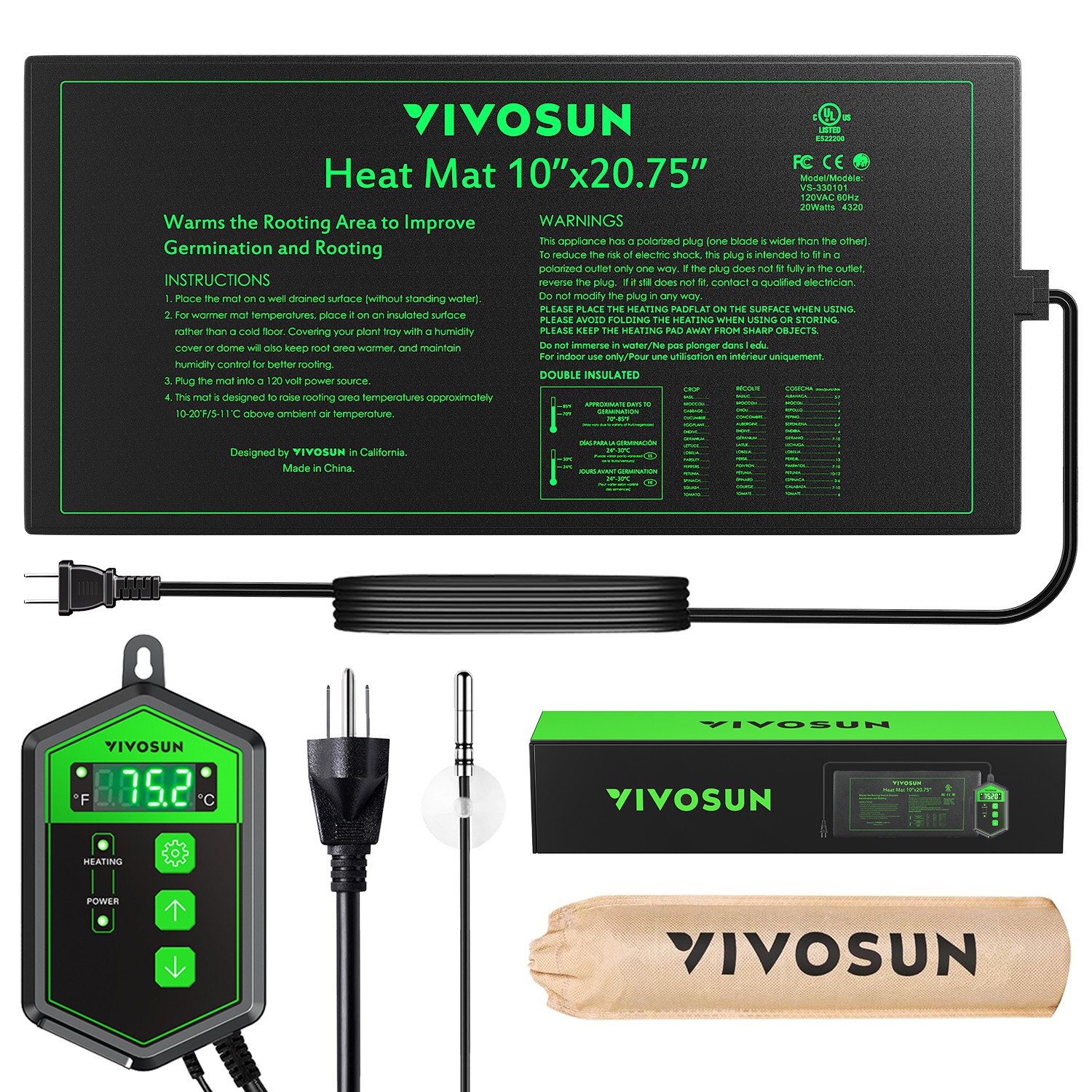 VIVOSUN Seedling Heat Mat Thermostat 10\ VIVOSUN Seedling Heat Mat Thermostat 10\