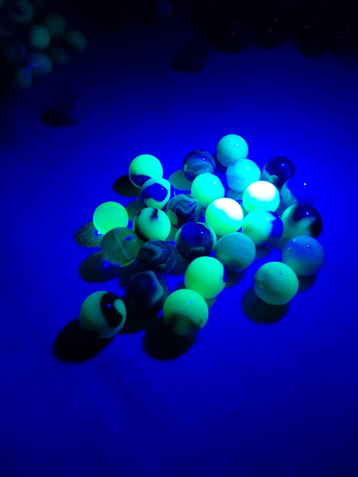 UV JABO 5/8 Uranium Vaseline Fluores. Used Vintage Glass Marbles Lot Of 23 UV JABO 5/8 Uranium Vaseline Fluores. Used Vintage Glass Marbles Lot Of 23