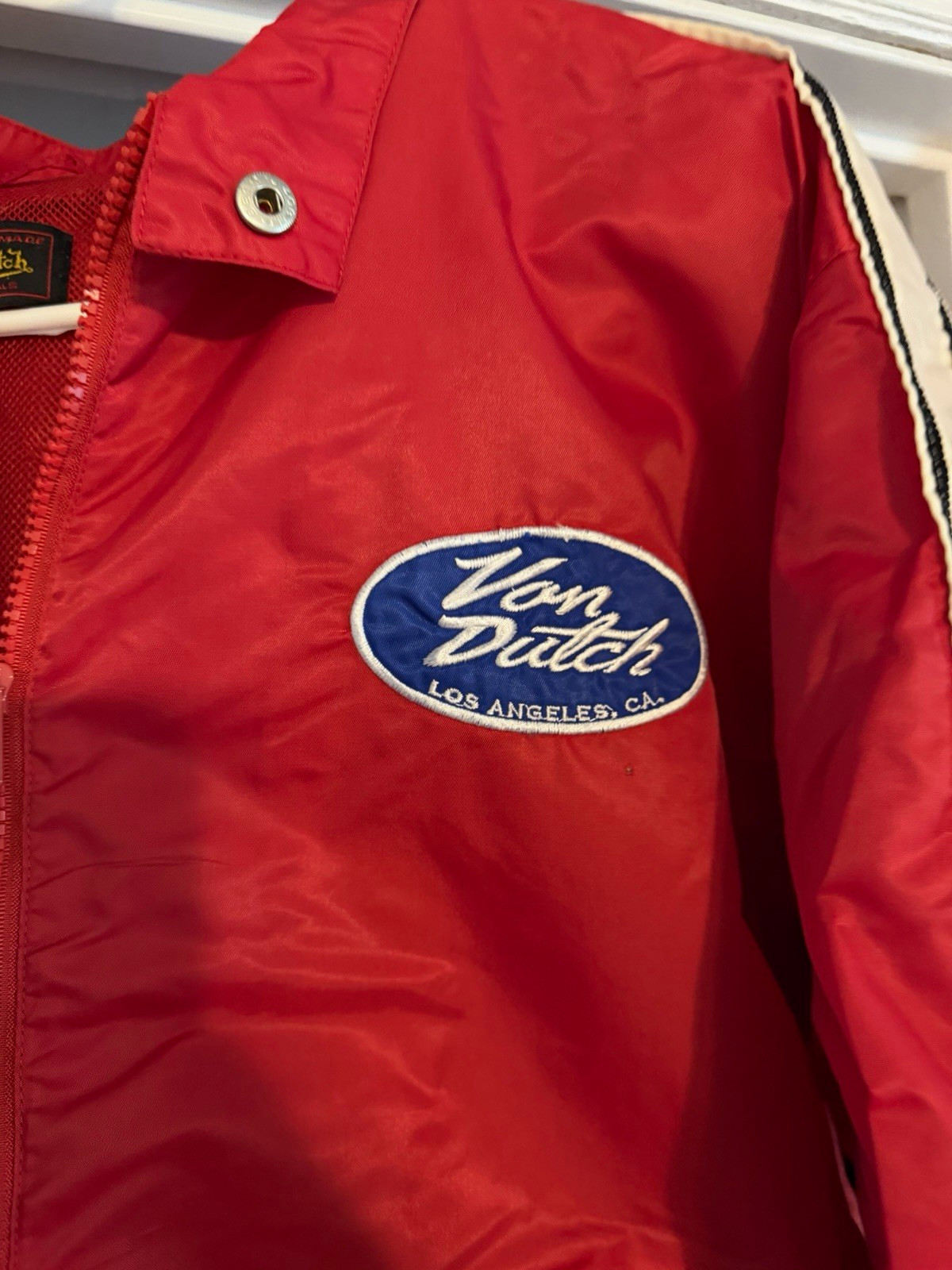 Von Dutch Men’s XL Red Full Zip Racing Jacket Embroidered Logo Stand-Up Collar