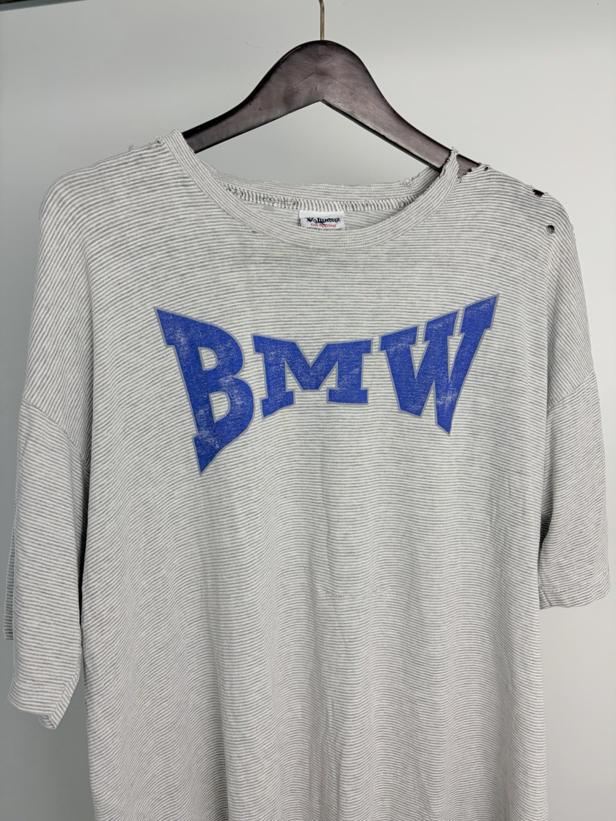 Vintage 90s BMW Striped T Shirt XL Made USA Single Stitch Distressed Thrashed Vintage 90s BMW Striped T Shirt XL Made USA Single Stitch Distressed Thrashed