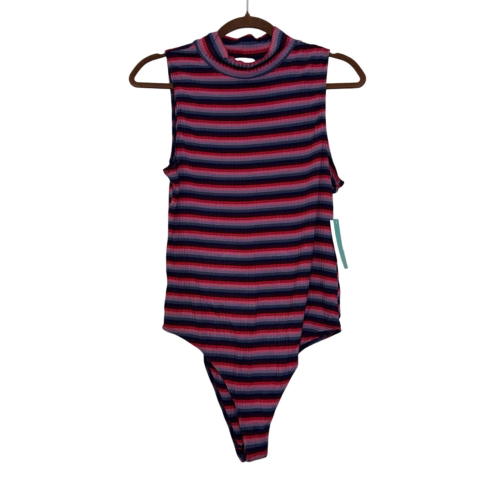 NWT Abound Women\'s Sleeveless Mock Neck Striped Bodysuit Size L NWT Abound Women\'s Sleeveless Mock Neck Striped Bodysuit Size L