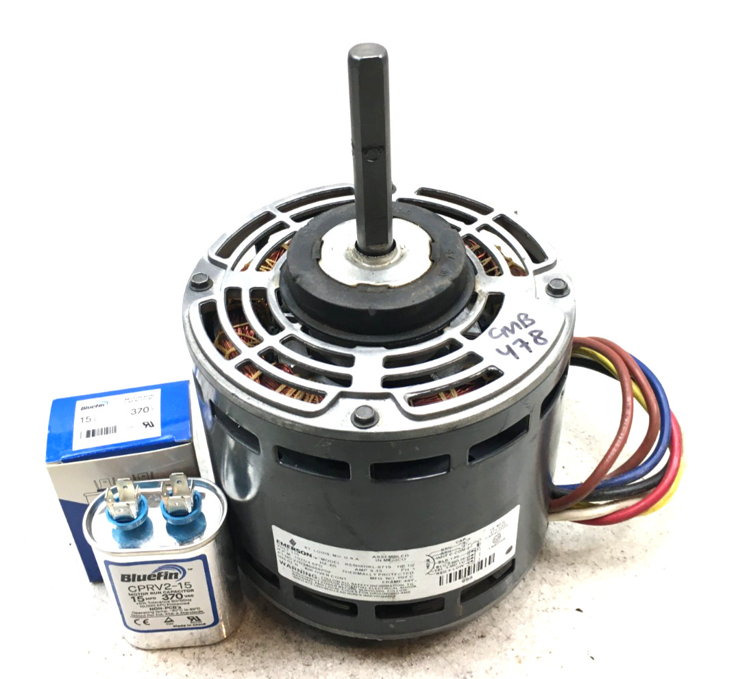 Emerson K55HXHKL-8719 Blower Motor 1/2 HP 1075 RPM 4SPD 1PH 115V used #CMB478