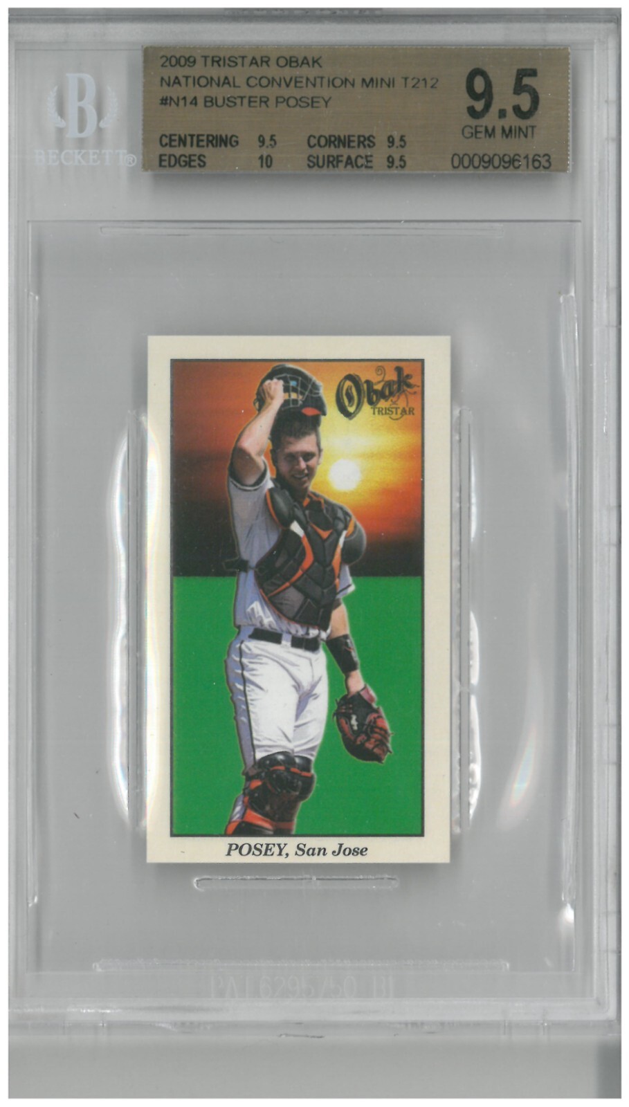 2009 Tristar Obak Convention Mini BUSTER POSEY #N14 /1999 ~ BGS 9.5 Gem Mint 2009 Tristar Obak Convention Mini BUSTER POSEY #N14 /1999 ~ BGS 9.5 Gem Mint