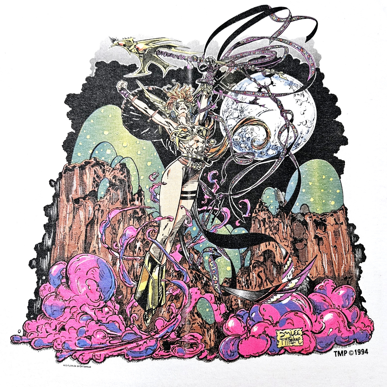 Vintage 90s Angela Spawn Todd McFarlane Comic Art T Shirt Large XL Single Stitch