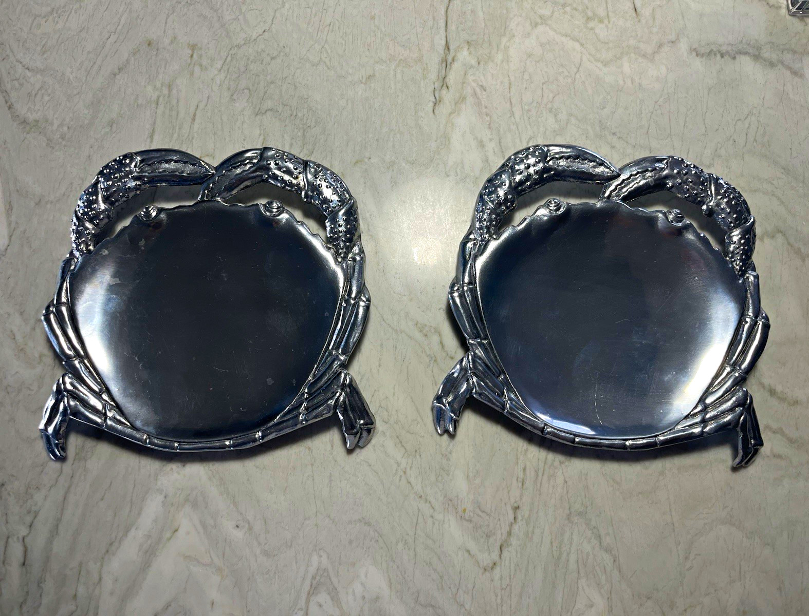 Set Vintage Arthur Court 1988 Crab Aluminum Tray Serveware 8 x 6.5 in Set Vintage Arthur Court 1988 Crab Aluminum Tray Serveware 8 x 6.5 in
