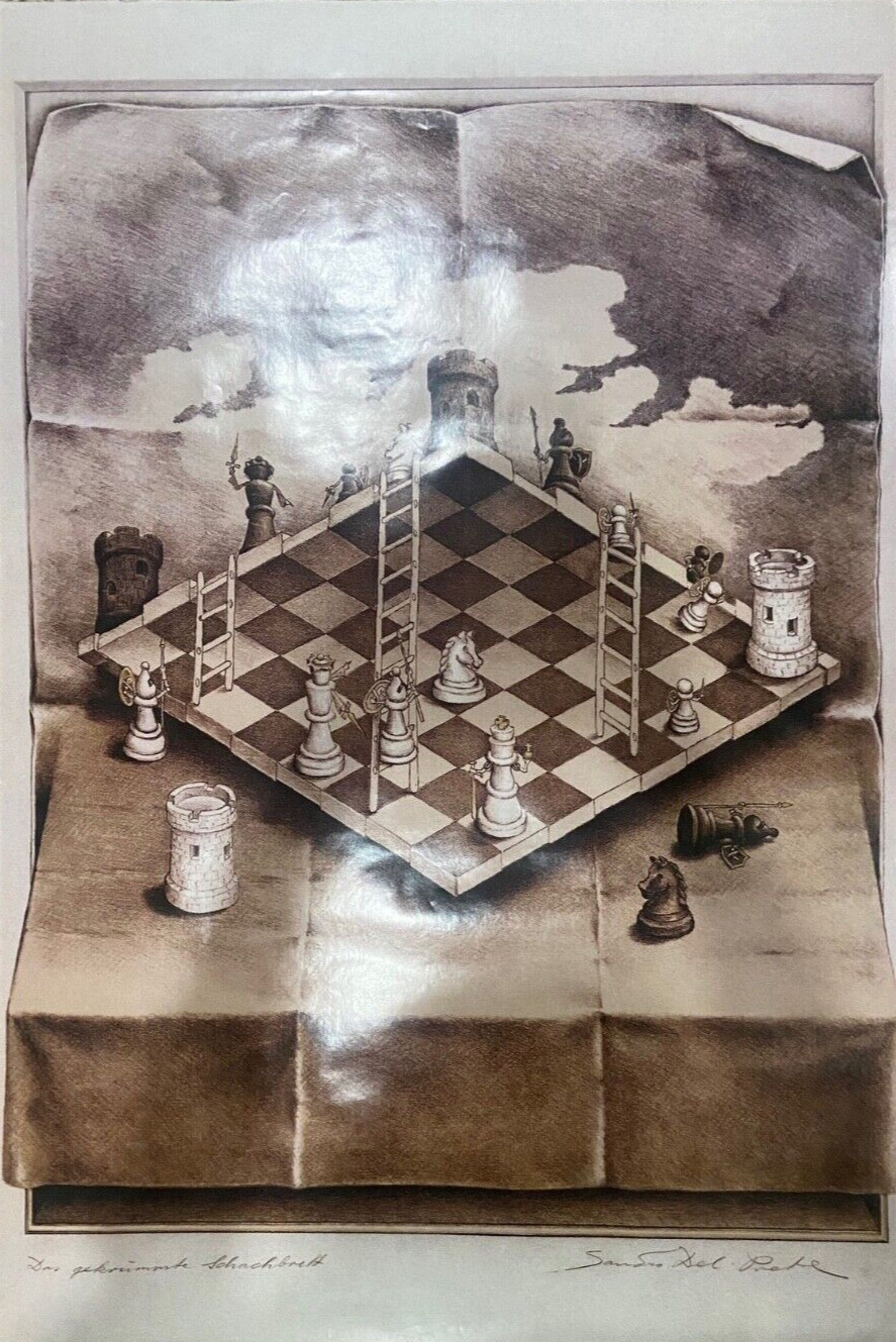Sandro Del-Prete Optical Illusion Chess Set Print Poster 24\