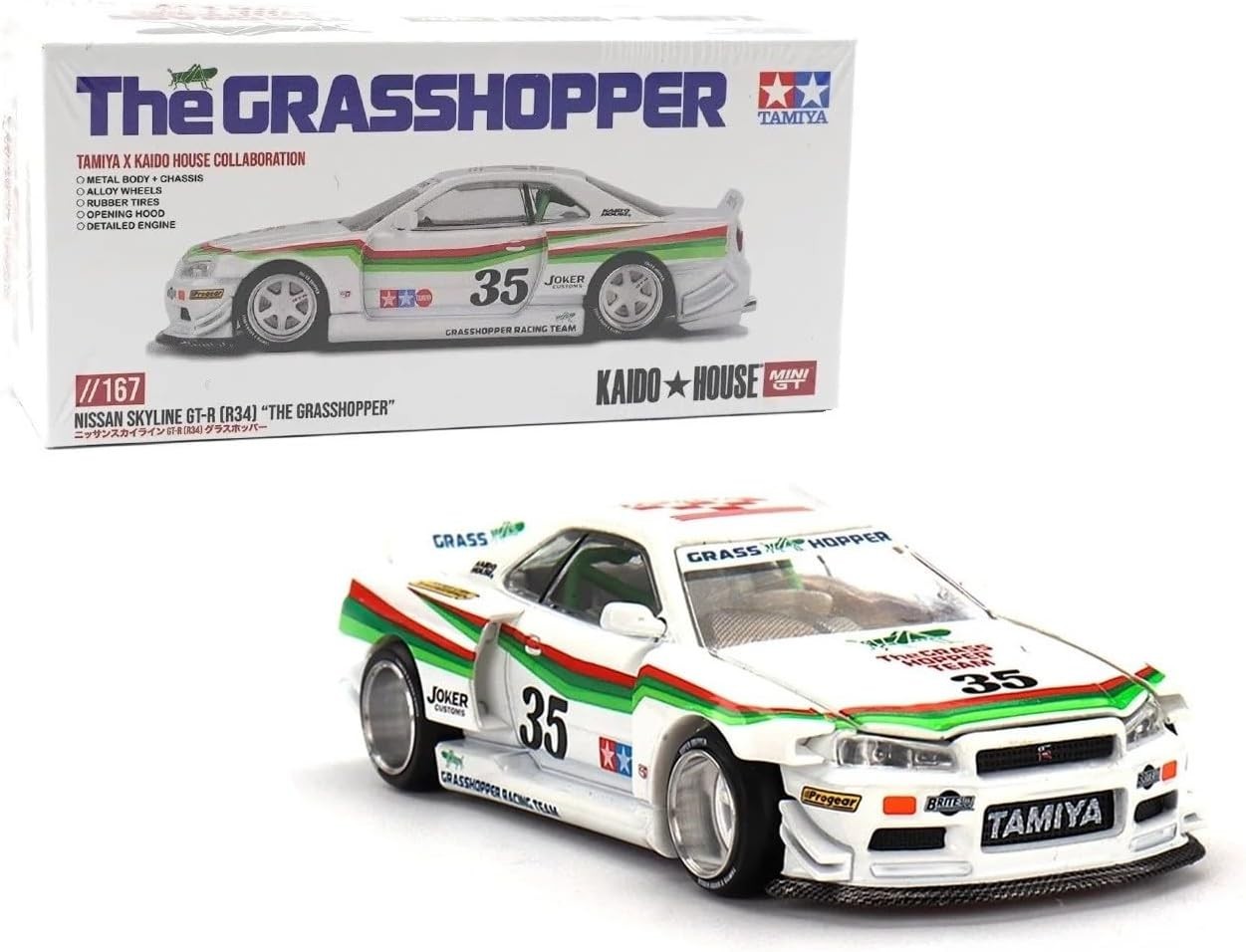 Kaido House x Mini GT 1:64 Nissan Skyline GT-R (R34) The Grasshopper V1 KHMG167 Kaido House x Mini GT 1:64 Nissan Skyline GT-R (R34) The Grasshopper V1 KHMG167