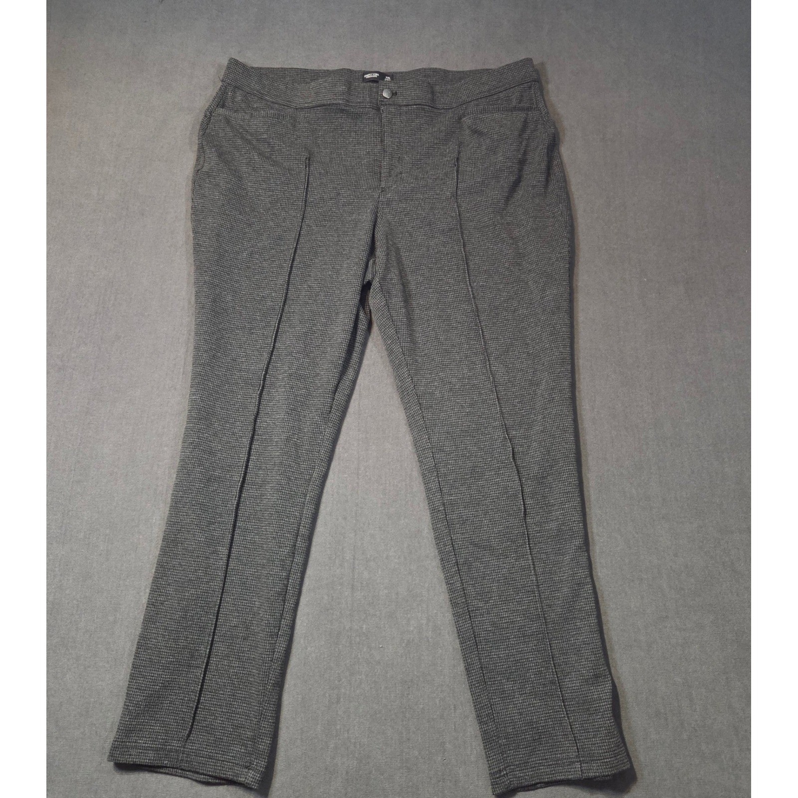 Simply Vera Vera Wang Pants Womens XXL Gray Houndstooth Pintuck Pull On Trousers