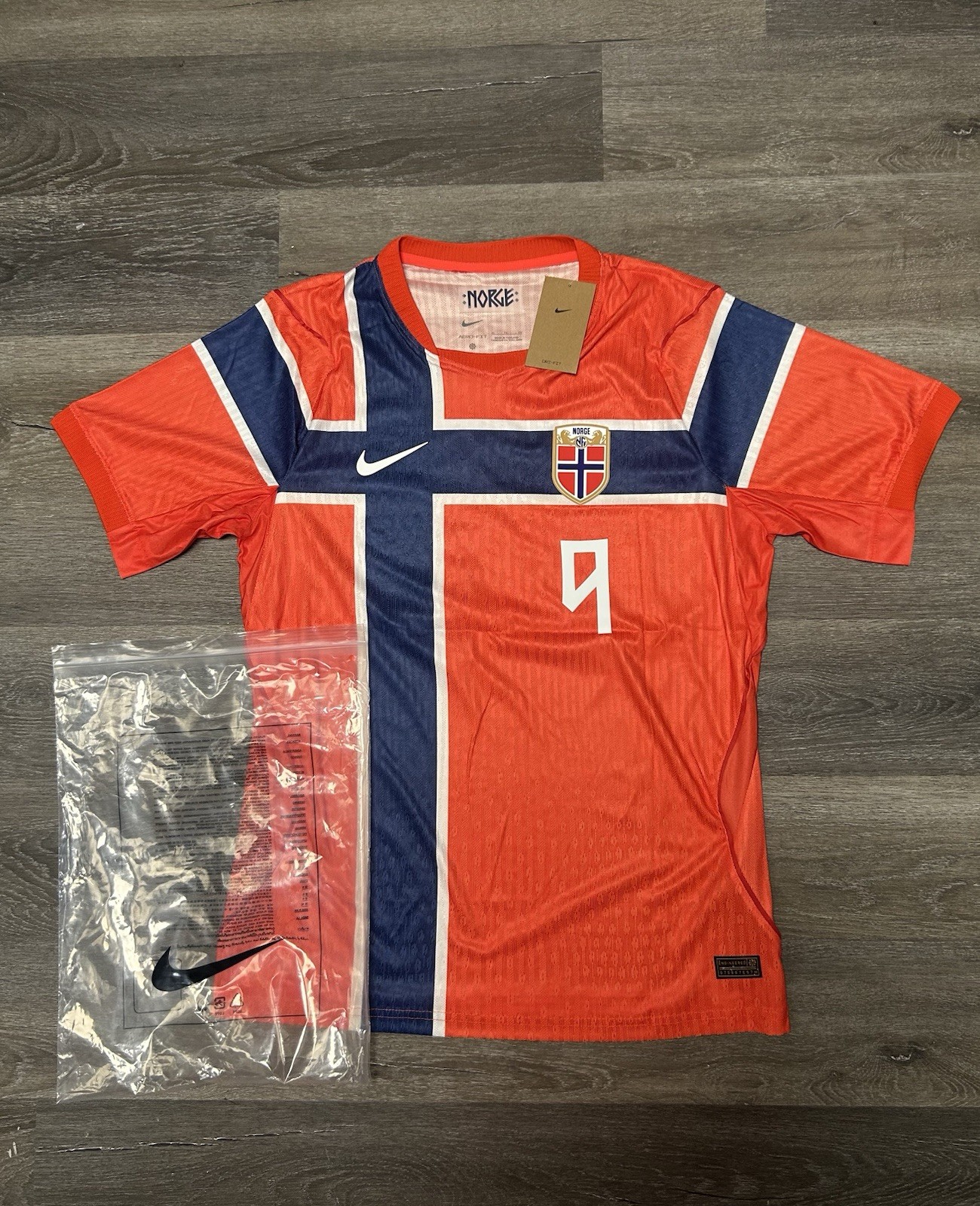 Norway National Team Braut Haaland #9 Soccer Jersey Red/Blue Men Size L