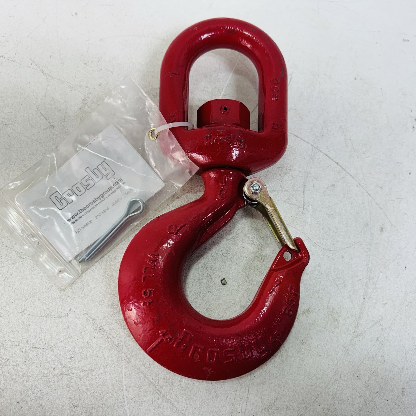 Crosby 0088500 WLL 5T Alloy Swivel Hook w/ Latch 5SH Crosby 0088500 WLL 5T Alloy Swivel Hook w/ Latch 5SH