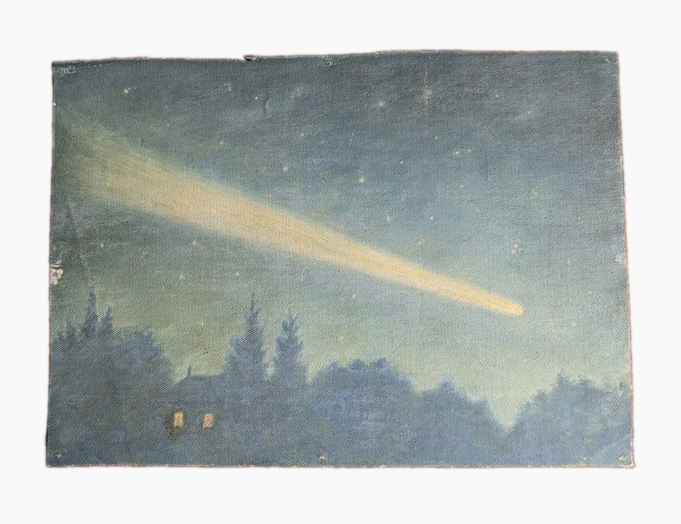 1910 Halley's Comet Wallace  Coddington Oil on Canvas  Original Art* Signed 9x13