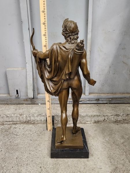 Man Bronze Statue Warrior Sculpture Man Greek Decor Art Archery Spear Marble Big